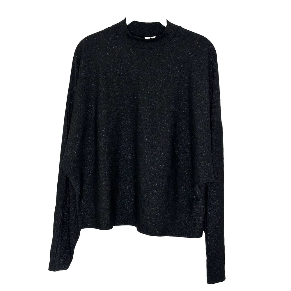 & Other Stories Stockholm Atelier Black Glitter Mock Neck Dolman Sleeve Top 8